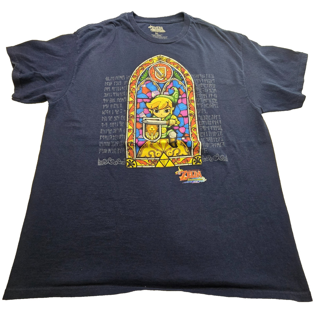 Vintage 2014 Nintendo Legend of Zelda Wind Waker HD Stained Glass T-Shirt XLtag